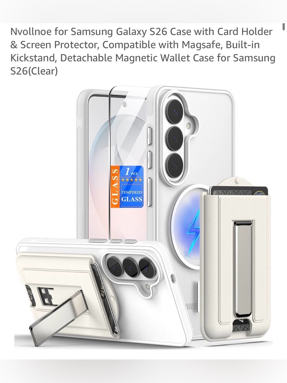 🪭Clear White Magnetic Wallet Case with Kickstand for Samsung Galaxy S26